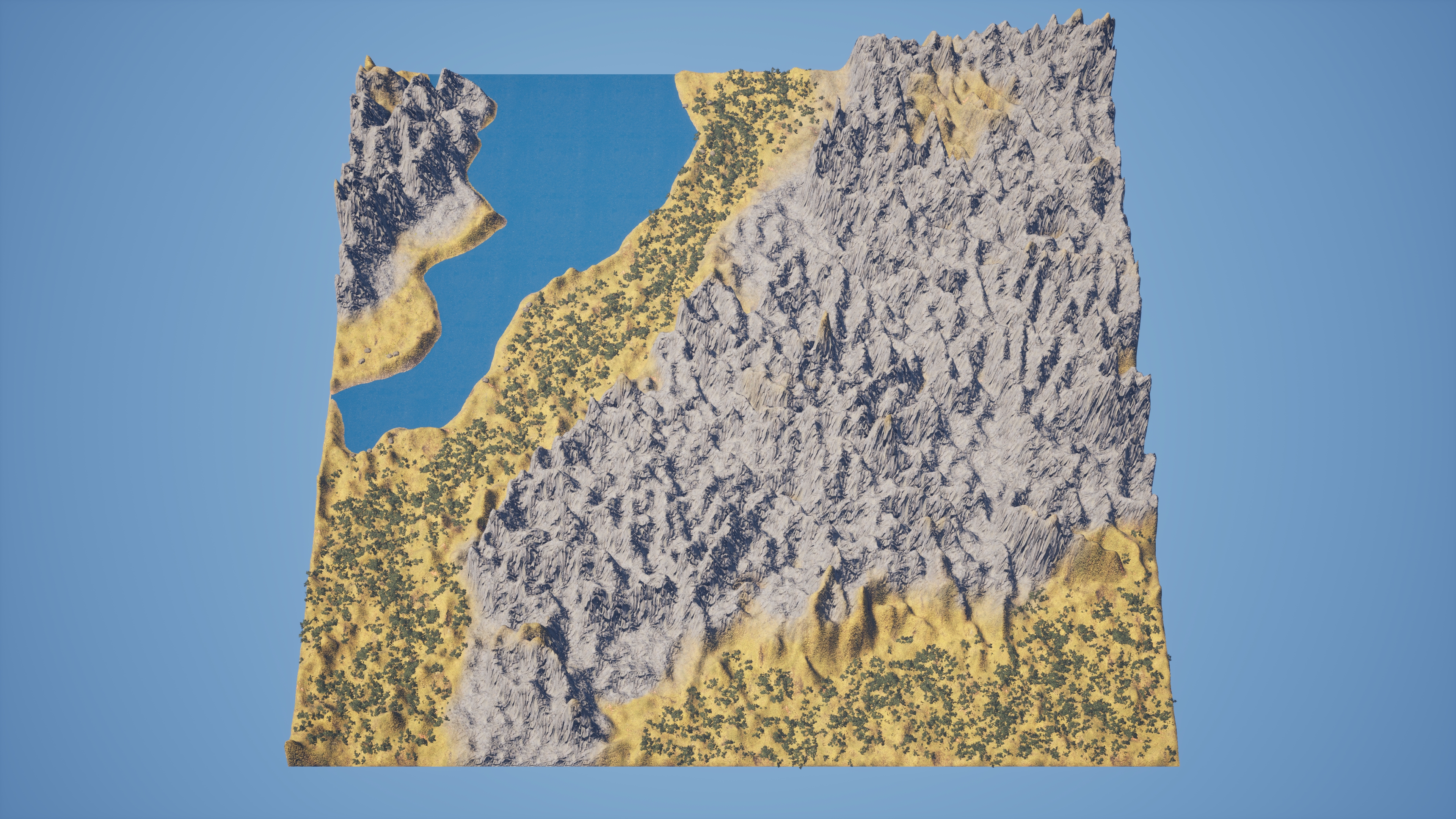 Final 3D render of a terrain generated with Earthbender